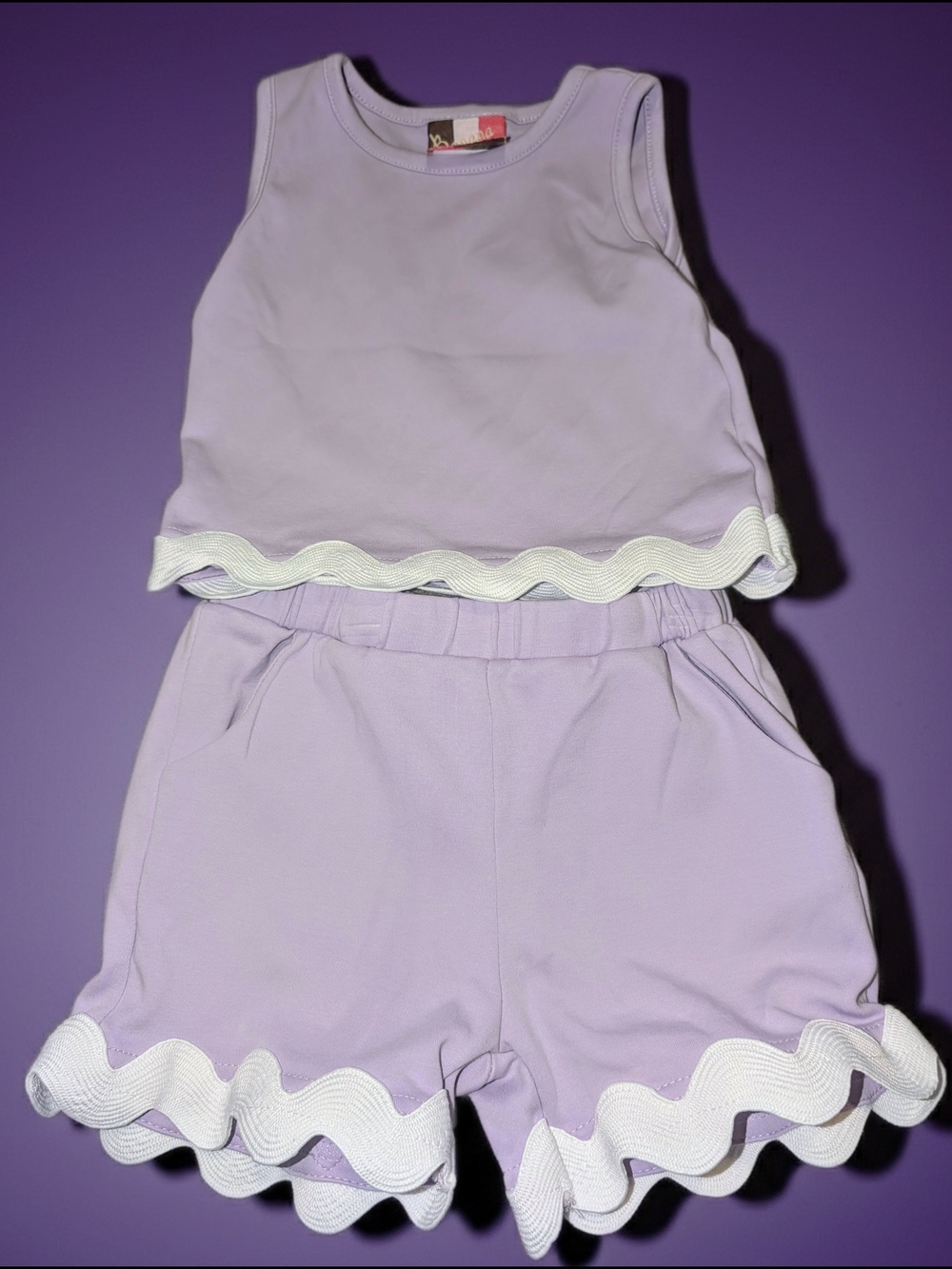 Banana Split Abigail Short Set Lavender. 4T